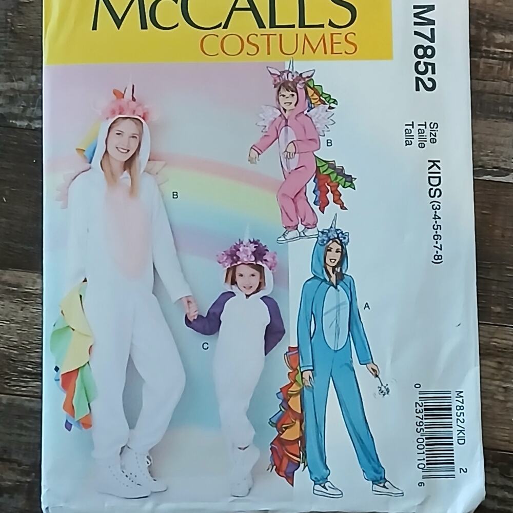 McCall's Sewing PATTERN Unicorn Costume for Kids SIZE 3-8 Uncut